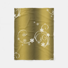Metallisches Gold, weiße Wirbel Weihnachten Fleecedecke