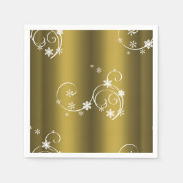 Metallisches Gold, weiße Wirbel Weihnachten Serviette