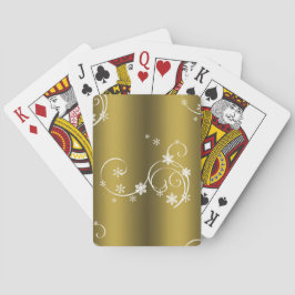 Metallisches Gold, weiße Wirbel Weihnachten Spielkarten