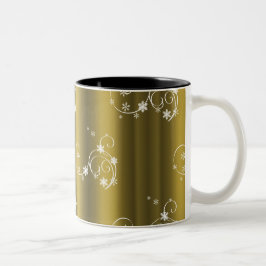 Metallisches Gold, weiße Wirbel Weihnachten Zweifarbige Tasse