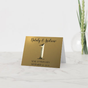 Metallisches Gold zum ersten Hochzeitstag Dankeskarte