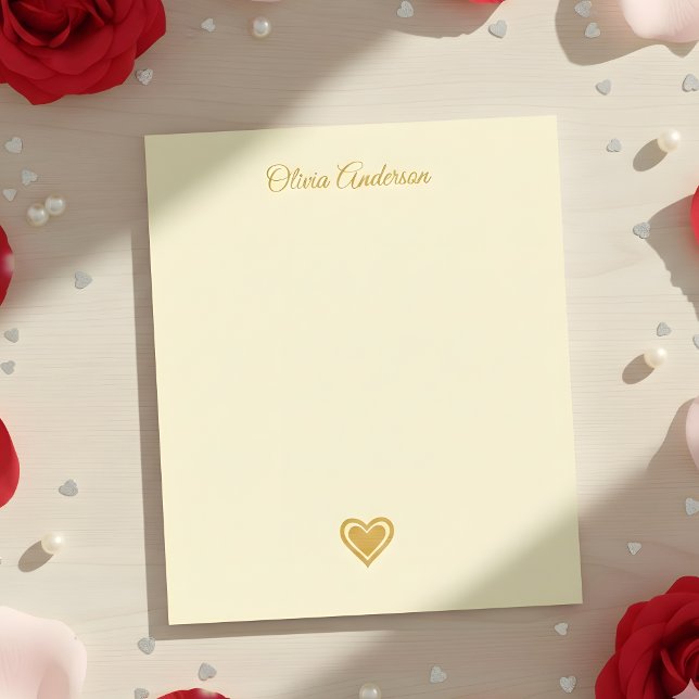 Metallisches goldenes Herz Valentinstag Personalis Notizblock (Von Creator hochgeladen)