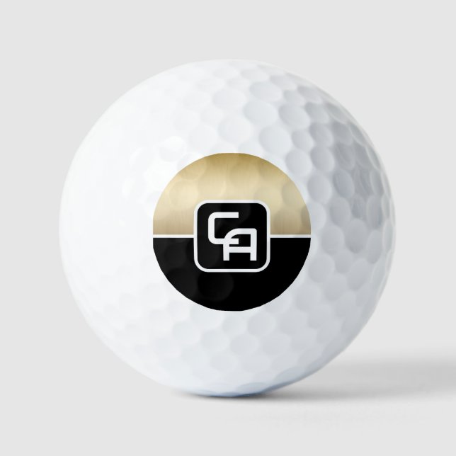 Metallisches Goldmonogramm Golfball (Vorderseite)