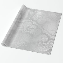 Metallisches Grau Silver Monochrome Bridal Floral  Geschenkpapier