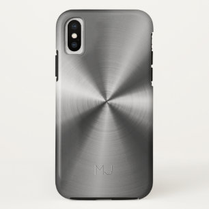 Metallisches graues Imitat aus rostfreiem Stahl iPhone X Hülle
