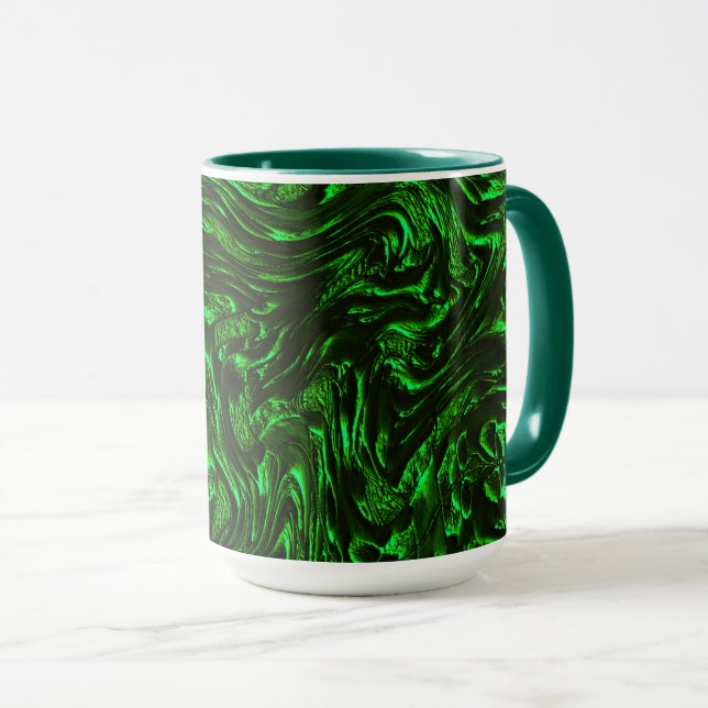 metallisches Grün, texturiert Tasse (VorderseiteRechts)