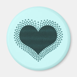 Metallisches Herzmagnet, Aquamarin Magnet