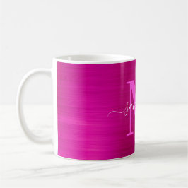 Metallisches Hot-Pink-Signature-Monogramm Kaffeetasse