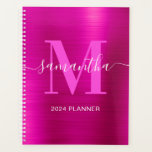 Metallisches Hot-Pink-Signature-Monogramm Planer<br><div class="desc">Erstellen Sie für sie einen personalisierten gürteleigenen Namen und ein mit Monogramm Planer- oder Terminbuch. Die Fuchsia-Imitate aus metallischer Folie werden wie ein Foto gedruckt. Helle,  rosa und weiße zeitgenössische Monogramm mit elegantem Kalligraphiedesign im Signaturstil können individuell angepasst werden.</div>