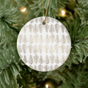 Metallisches Kiefernmuster - Gold Keramik Ornament