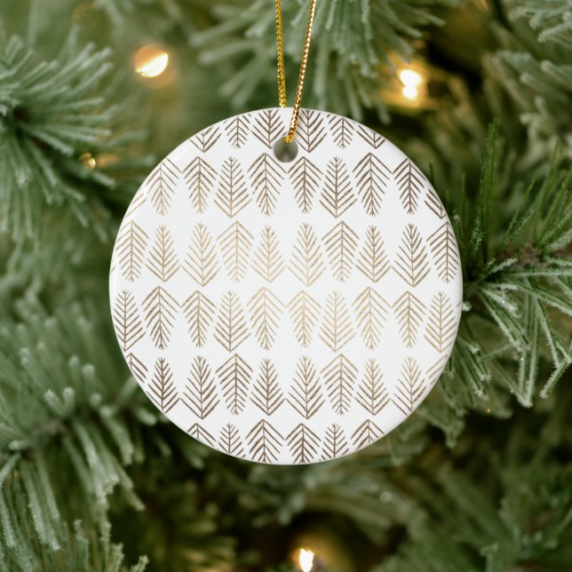Metallisches Kiefernmuster - Gold Keramik Ornament (Baum)