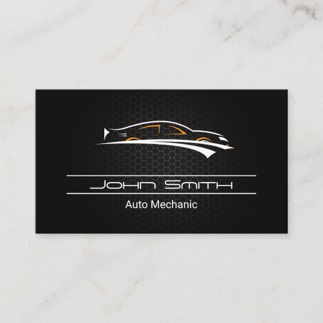 Metallisches Kohlenstofffasermuster | Auto-Logo Visitenkarte (Vorderseite)