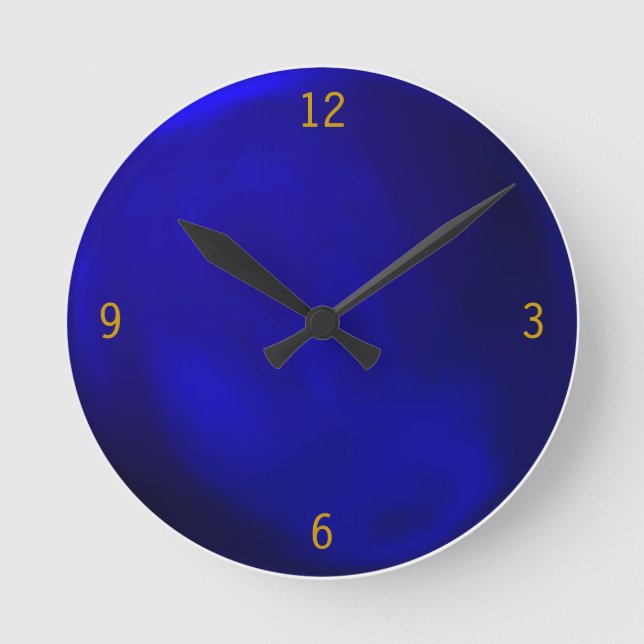 Metallisches Königsblau Runde Wanduhr (Vorderseite)