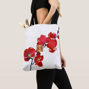 Metallisches Kupfermonogramm aus Aquarellkorallen Tasche