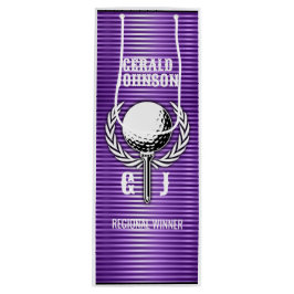 Metallisches Lila Lines Golf Monogram Design Geschenktüte Für Weinflaschen