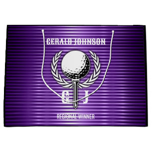 Metallisches Lila Lines Golf Monogram Design Große Geschenktüte