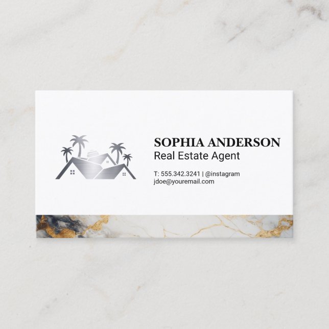 Metallisches Logo für Real Anwesen House | Marmorp Visitenkarte (Vorderseite)