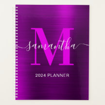 Metallisches Magenta Lila Signature Monogramm