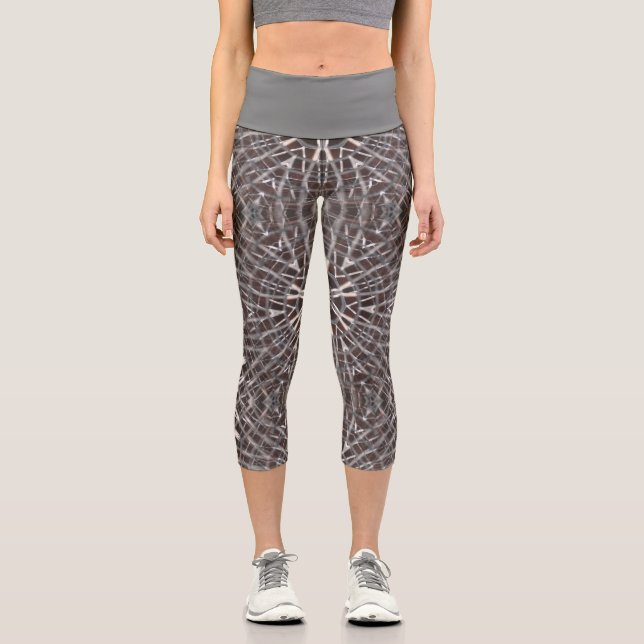 Metallisches Mesh Silver Capri Leggings (Vorderseite)