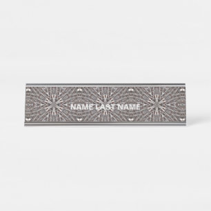 Metallisches Mesh Silver Schreibtischnamensplakette