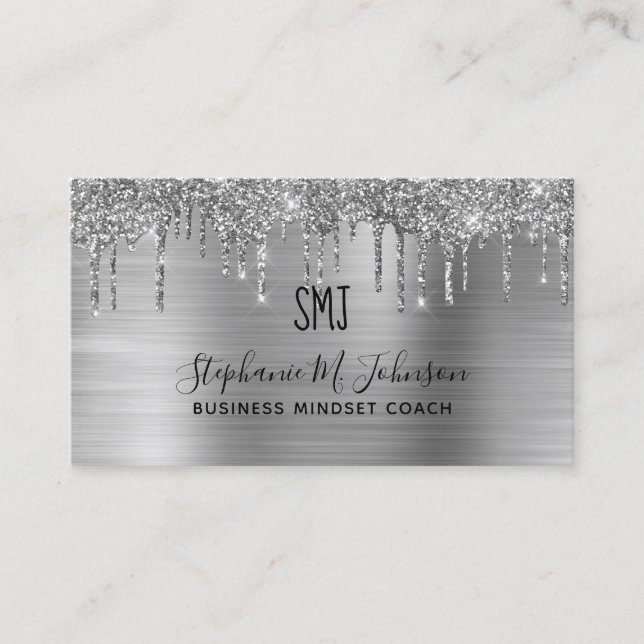Metallisches Monogram-Logo für den Tropfen des Sil Visitenkarte (Vorderseite)