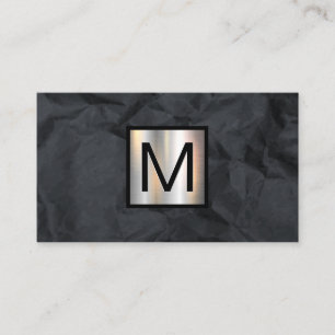 Metallisches Monogramm-Banner   Schwarzbroschpapie Visitenkarte