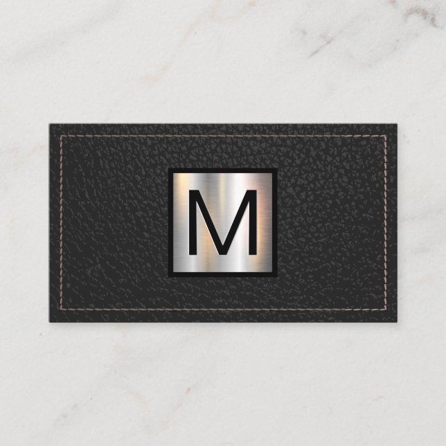 Metallisches Monogramm-Banner | Stielschwarzes Led Visitenkarte (Vorderseite)