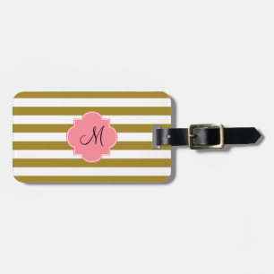 Metallisches Monogramm-Muster aus Gold und Rosa Gepäckanhänger