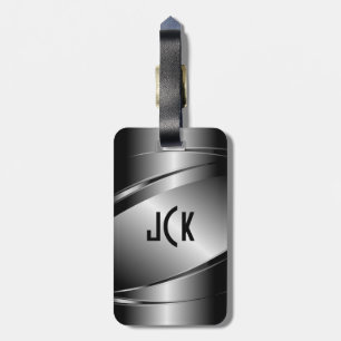 Metallisches Monogrammatisches graues, gebürstetes Gepäckanhänger