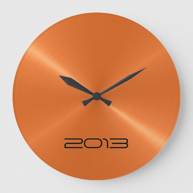 Metallisches Orange Edelstahlmetall Große Wanduhr (Vorderseite)
