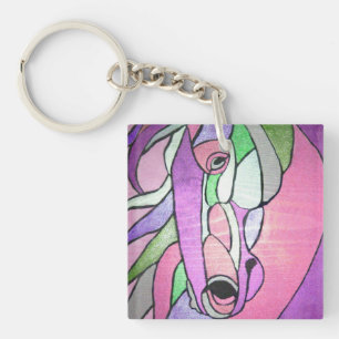Metallisches Pferd in rosa Schlüsselanhänger