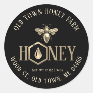 Metallisches Queen Bee Gold Tropfen Honey Label Runder Aufkleber