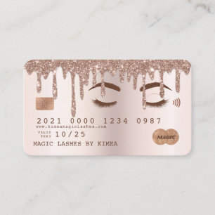 Metallisches Rosa Glitzer Tropfen Lash Kreditkarte Visitenkarte
