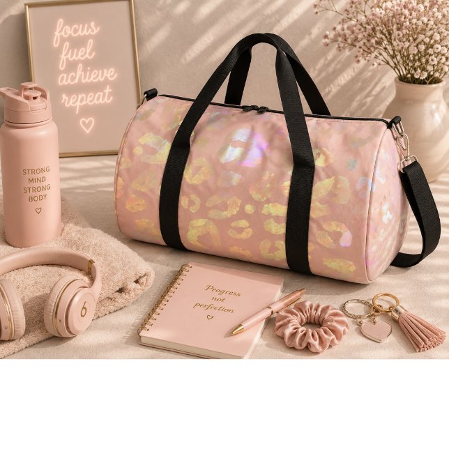 Metallisches rosa Leopardmuster Duffle Bag (Von Creator hochgeladen)