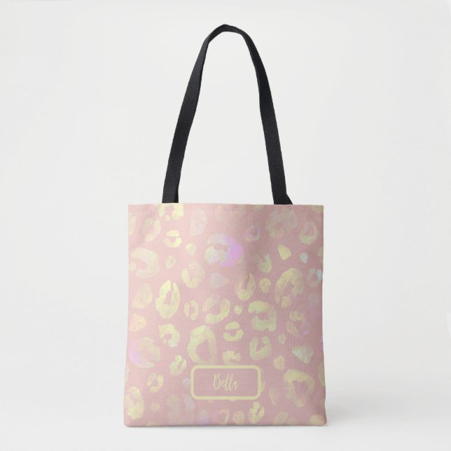 Metallisches rosa Leopardmuster Tasche (Vorderseite)