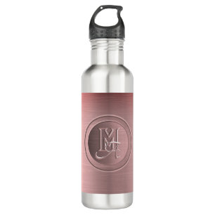 Metallisches Rosa Stahl Graviertes Monogramm Edelstahlflasche
