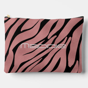 Metallisches rosa Zebrastreifen-Muster Zubehörtasche