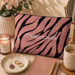 Metallisches rosa Zebrastreifen-Muster Zubehörtasche