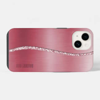 Metallisches Roségold und Glitterwelle iPhone 14 Hülle