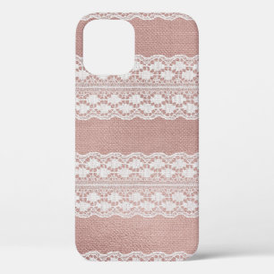 Metallisches Roségold, weißliche Spitzenstruktur. Case-Mate iPhone Hülle