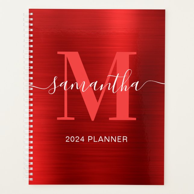 Metallisches Rotes Signaturmonogramm Planer (Vorderseite)