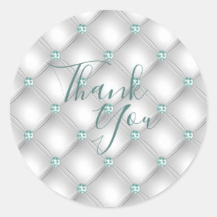 Metallisches Satin White Mint Green Bling Glam Runder Aufkleber