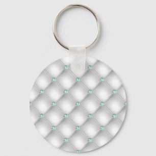 Metallisches Satin White Mint Green Bling Glam Schlüsselanhänger
