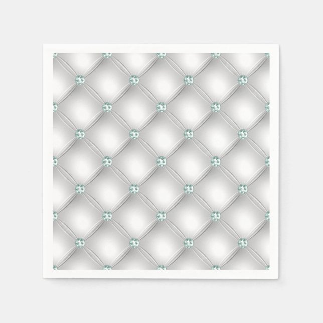 Metallisches Satin White Mint Green Bling Glam Serviette (Vorderseite)