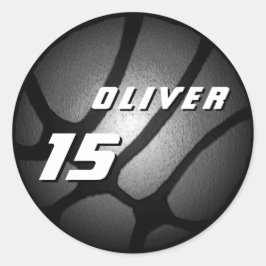 Metallisches schwarzes Silber Basketball Ball Gebu Runder Aufkleber