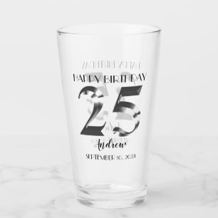 Metallisches Silber 25. Geburtstag Glas