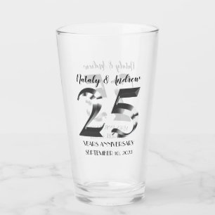 Metallisches Silber 25. Hochzeitstag Glas