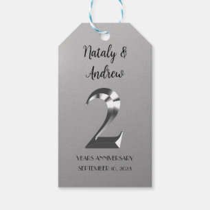 Metallisches Silber 2. Hochzeitstag Geschenkanhänger