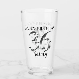 Metallisches Silber 36. Geburtstag Glas