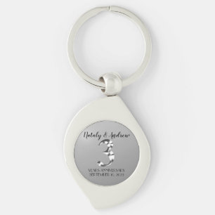 Metallisches Silber, dritter Hochzeitstag Schlüsselanhänger